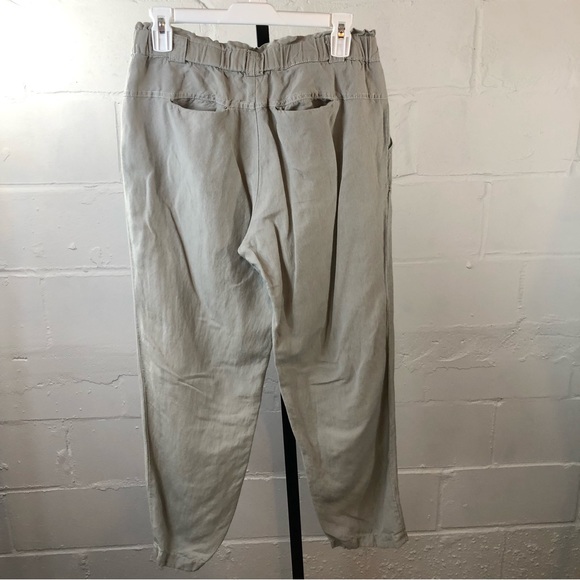 Cartonnier Linen Blend Paper Bag Ankle Pant Grey #j27 - Picture 2 of 5